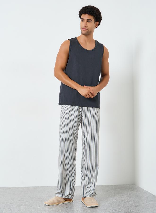Styli Men Contrast Waistband Striped Pyjama - Image 2